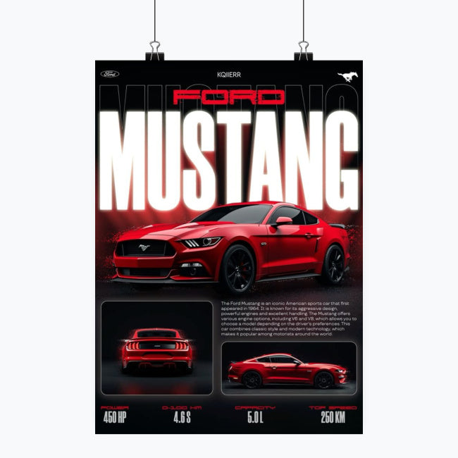 Ford Mustang - Plakat pionowy A1-A4