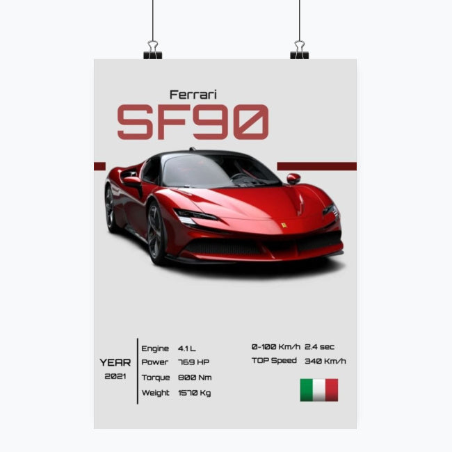 Ferrari SF90 - Plakat pionowy A1-A4