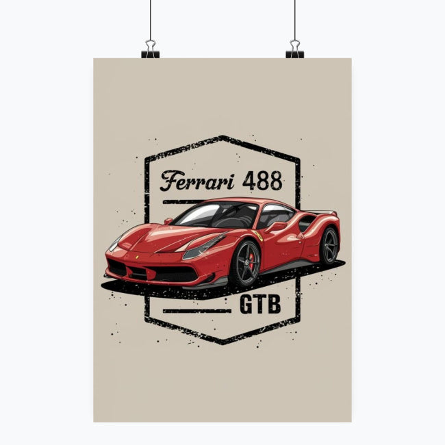 Ferrari 488 GTB - Plakat pionowy A1-A4
