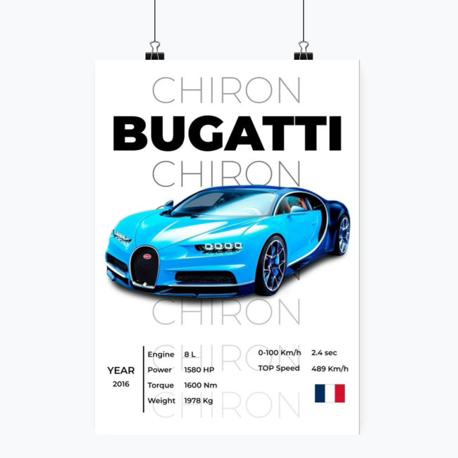 Bugatti Chiron - Plakat pionowy A1-A4
