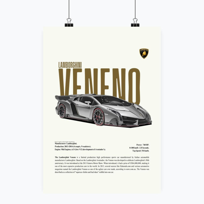 Lamborghini Veneno - Plakat pionowy A1-A4