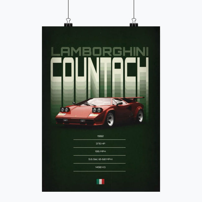 Lamborghini Countach - Plakat pionowy A1-A4