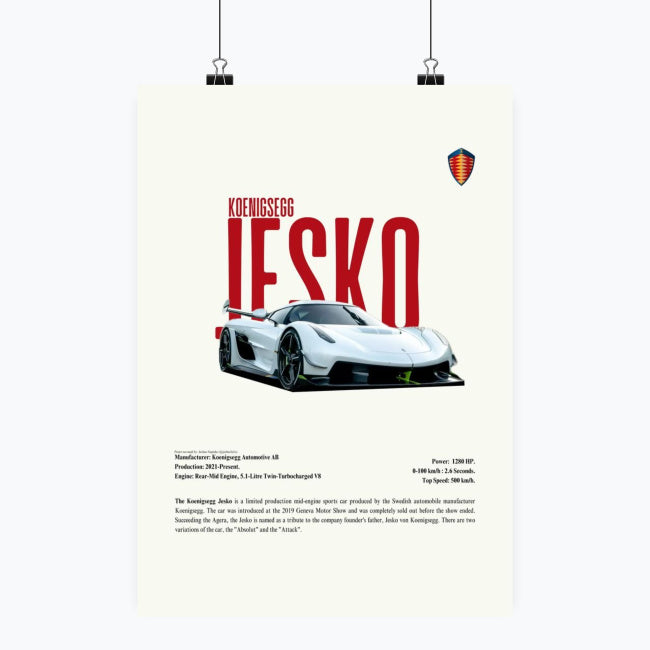 Koenigsegg Jesko - Plakat pionowy A1-A4