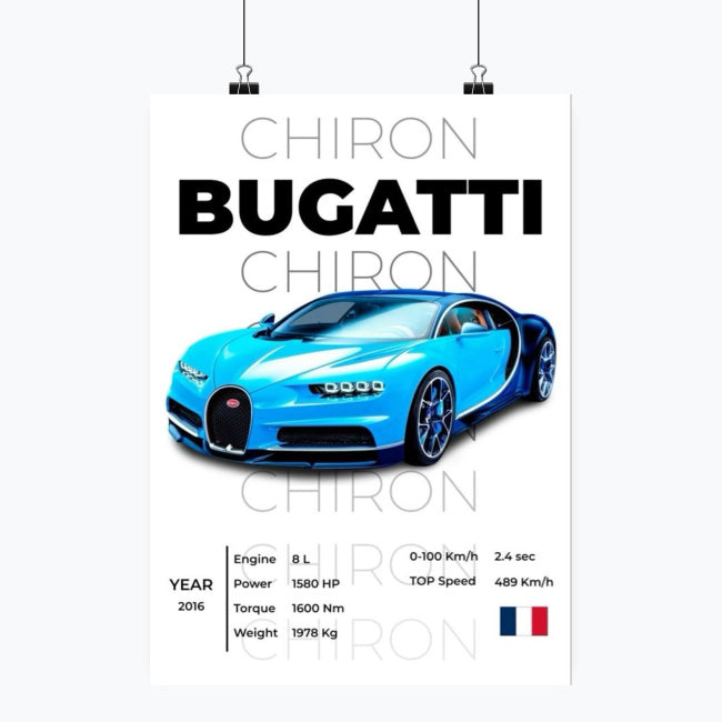 Bugatti Chiron - Plakat pionowy A1-A4