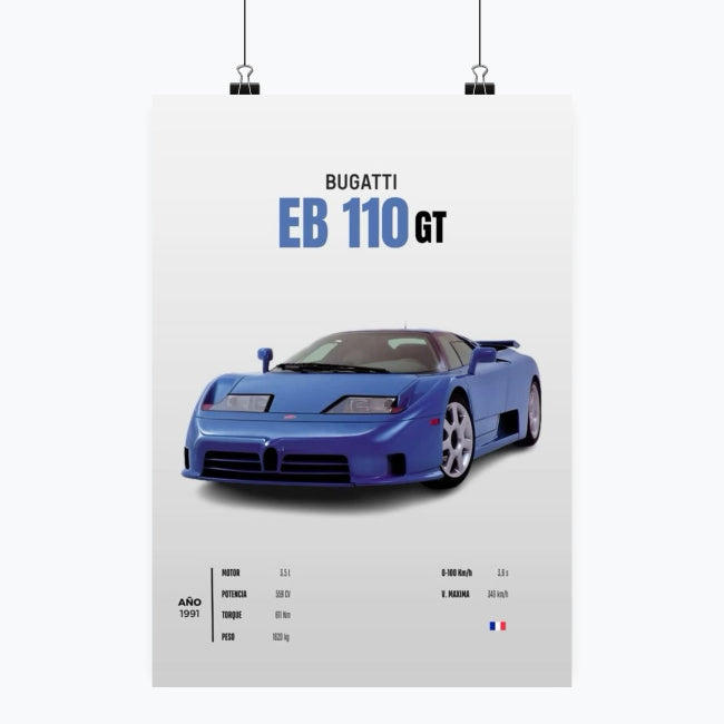Bugatti EB 110 GT - Plakat pionowy A1-A4