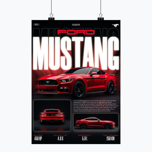 Ford Mustang - Plakat pionowy A1-A4