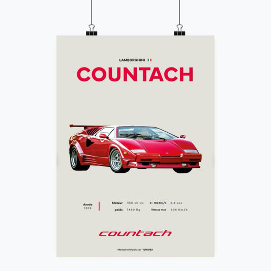 Lamborghini Countach - Plakat pionowy A1-A4