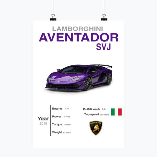 Lamborghini Aventador - Plakat pionowy A1-A4