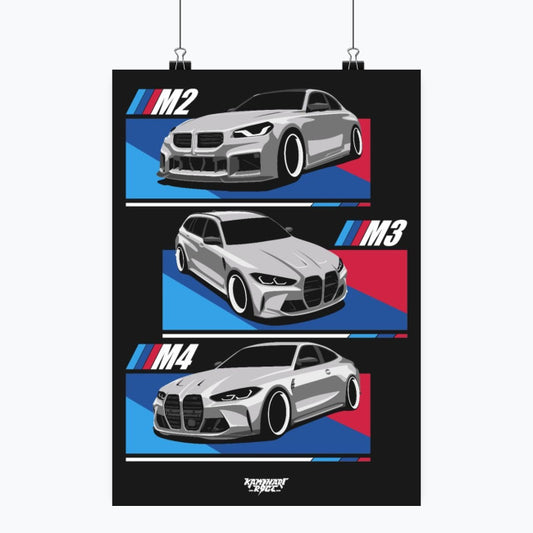 BMW M2 M3 M4 - Plakat pionowy A1-A4