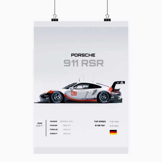 Porsche 911 RSR - Plakat pionowy A1-A4